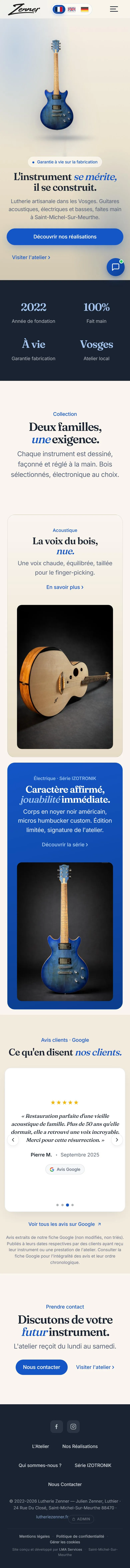 Site Lutherie Zenner sur iPhone